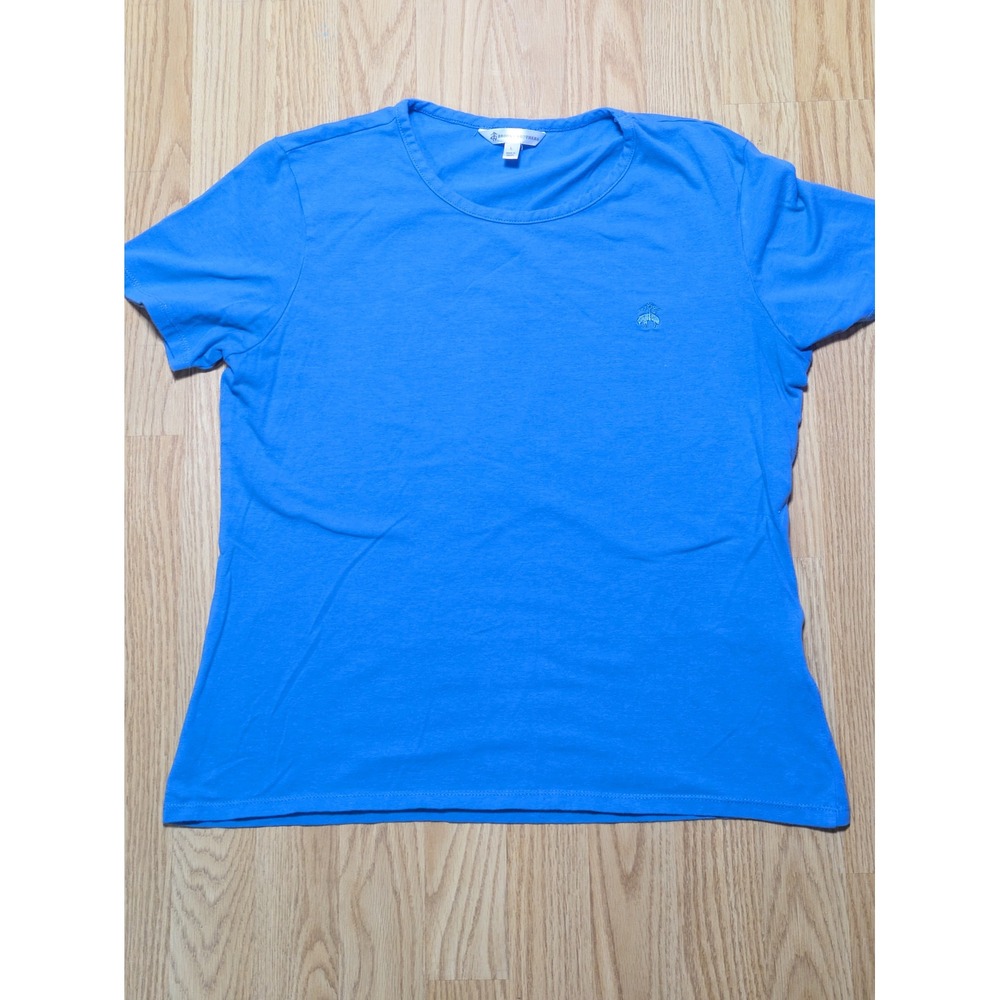 Brooks Brothers Womens Short Sleeve Embroidered Logo T-Shirt Blue Solid L